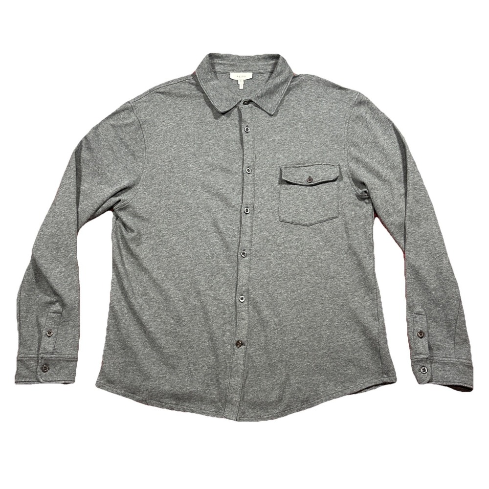 REISS Mens Lewis Long Sleeve Overshirt Button Up Gray Casual Medium‎ Wool Blend